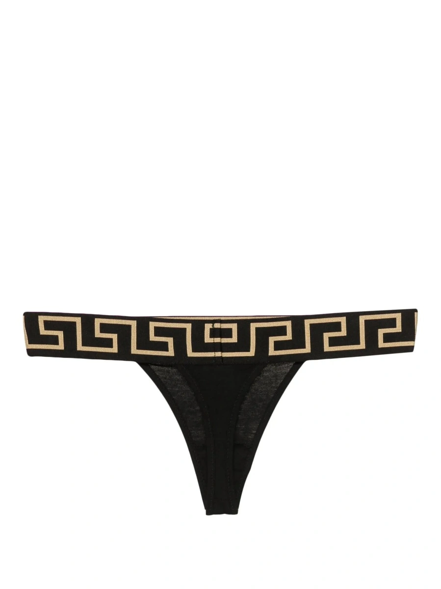 Lenjerie intima Versace 'Greca' neagra din bumbac - Img 4