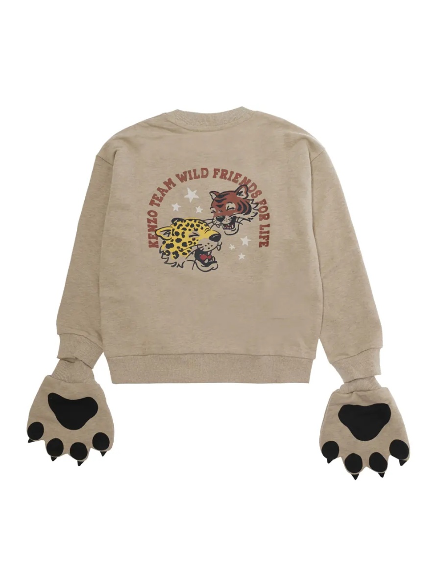 Manusi beige Sweatshirt with front and back print and gloves in Cotton for Girl - Img 2