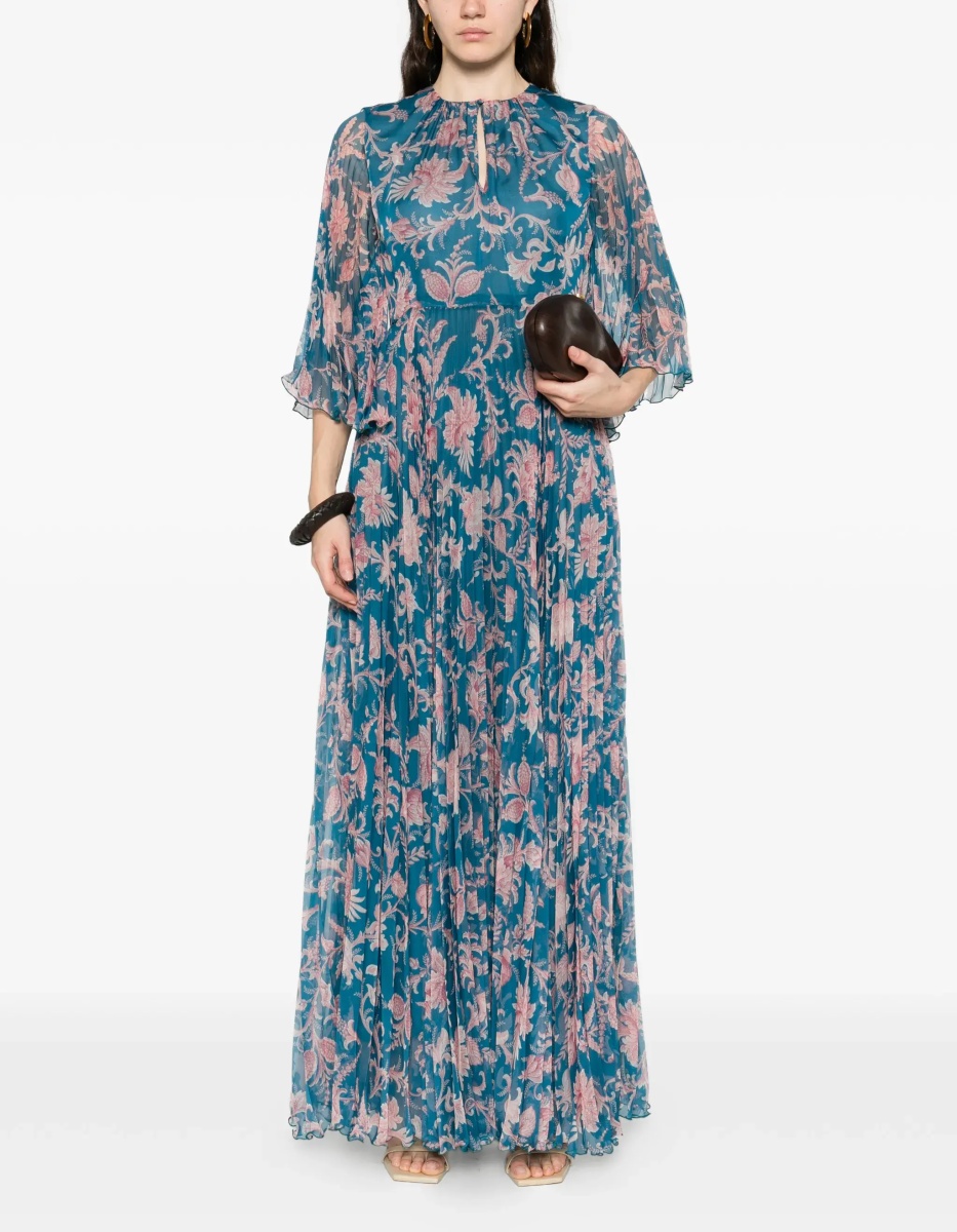 Maxi pleated Dress with flared sleeves - Img 2