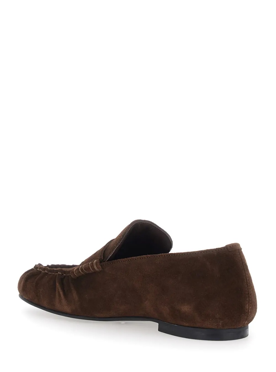 Mocasini 'AVEN' brown Loafers with gathered toe in suede for women - Img 3