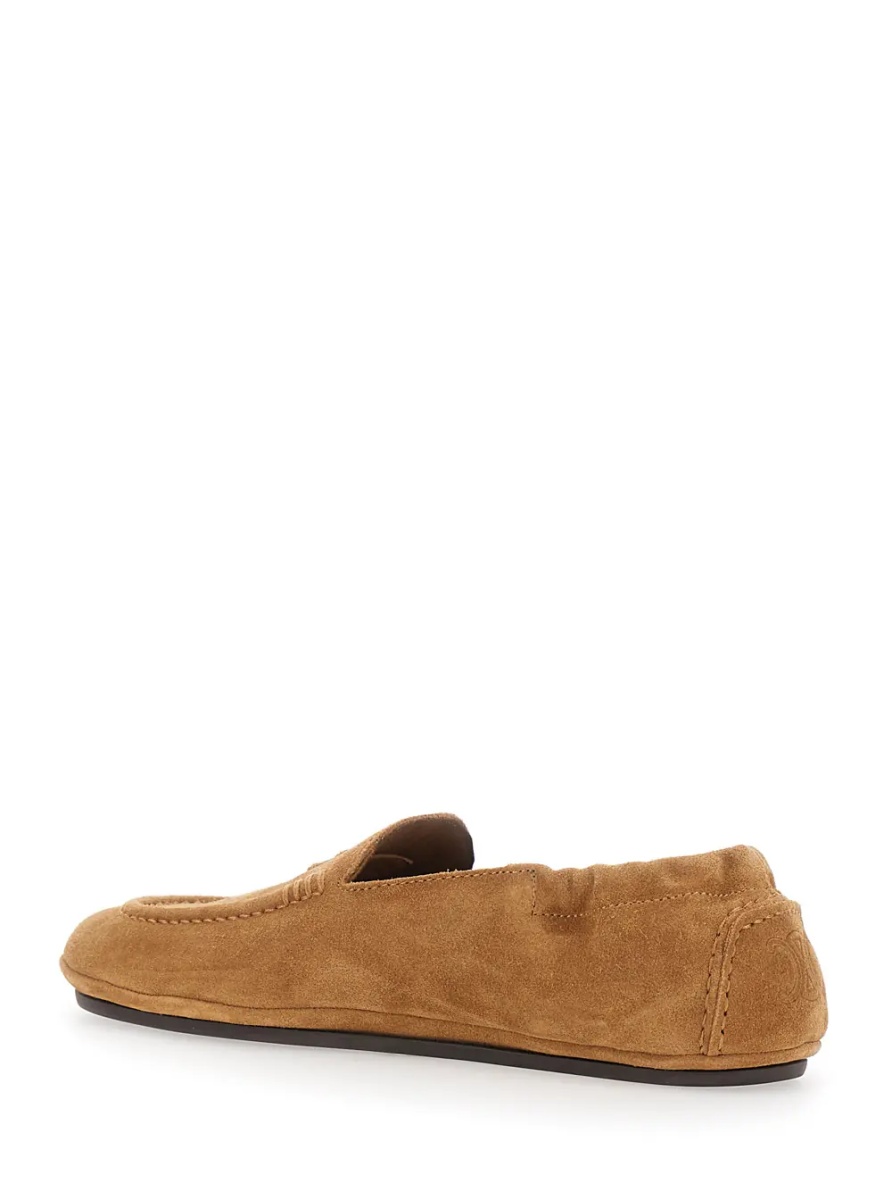 Mocasini Beige Loafers with elasticated heel and Triomphe patch on the front in suede for Women - Img 3