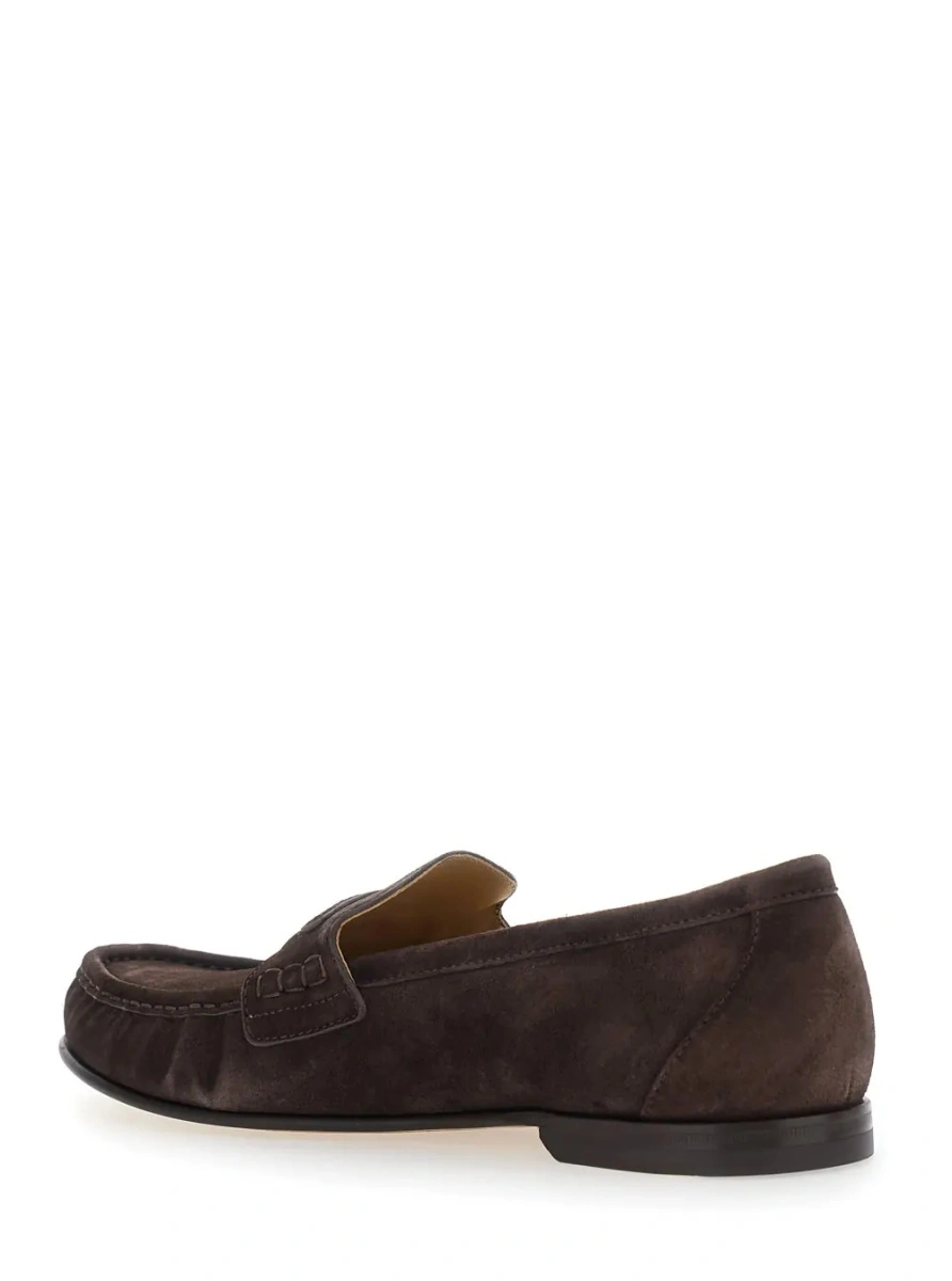 Mocasini Fendi maro din piele intoarsa - Img 3