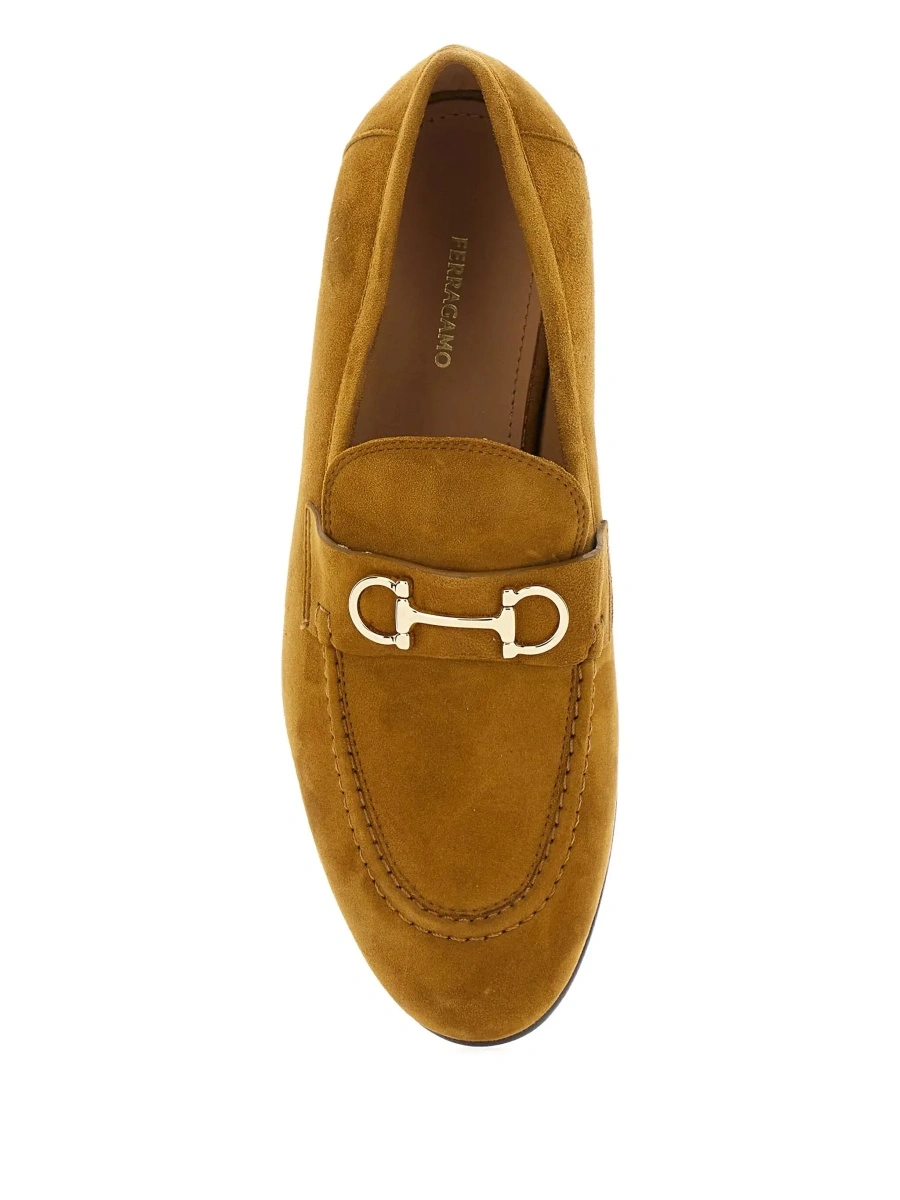 Mocasini Ferragamo maro din piele intoarsa - Img 5