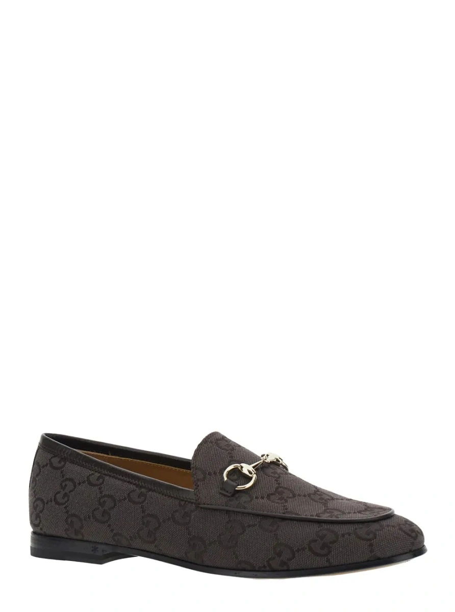 Mocasini 'Jordan' Brown Loafers with Horsebit on the Front in GG Canvas for Women - Img 2