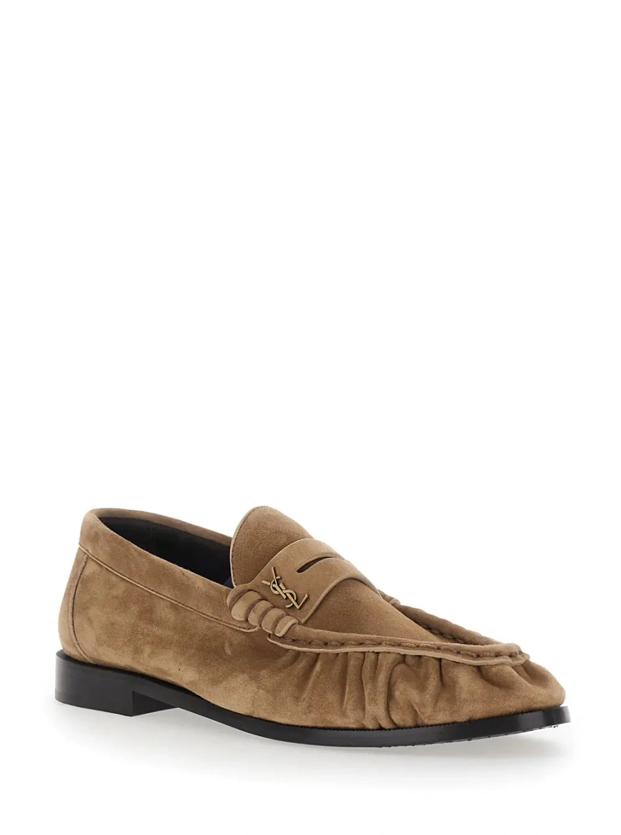Mocasini 'Le Loafer' Beige Loafers with Hand-Stitched Moc Toe and Cassandre Plaque in Suede for Women - Img 2