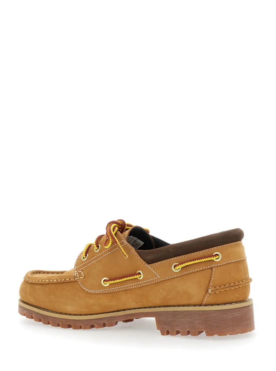 Mocasini Loafers Beige with Contrast Stitching in Leather Men - Img 3