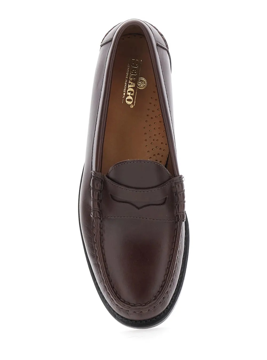 Mocasini Loafers FERRARA in smooth leather with brown rubber sole for men - Img 4