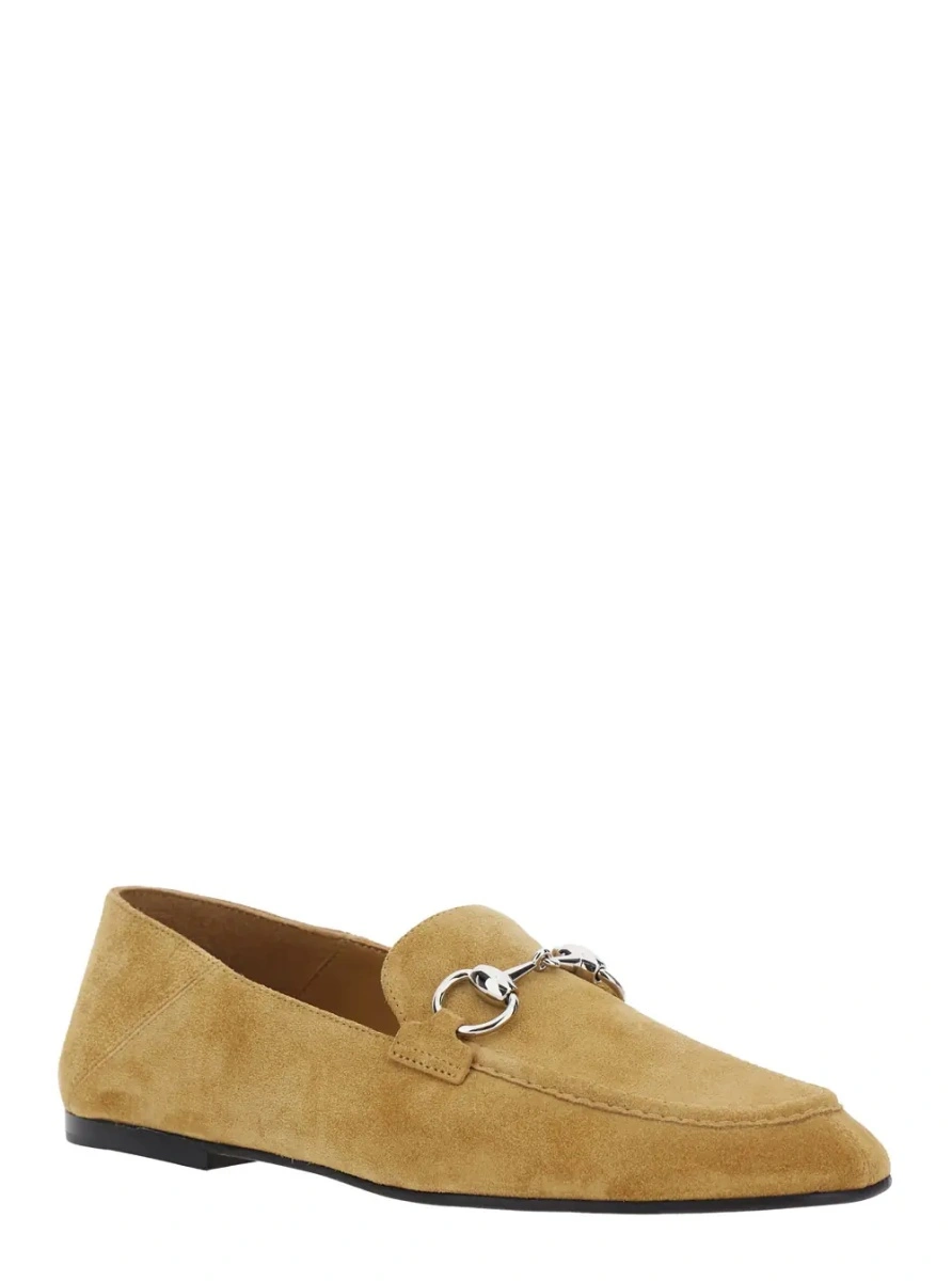 Mocasini 'Pierre' Beige loafers with Horsebit plaque on the front in suede for women - Img 2