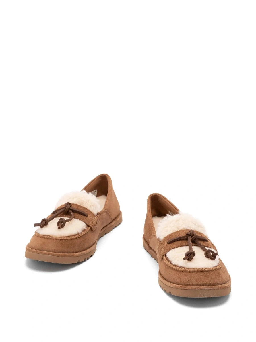 Mocasini 'Zora' Brown Loafers with fur details and front strap in suede for women - Img 6
