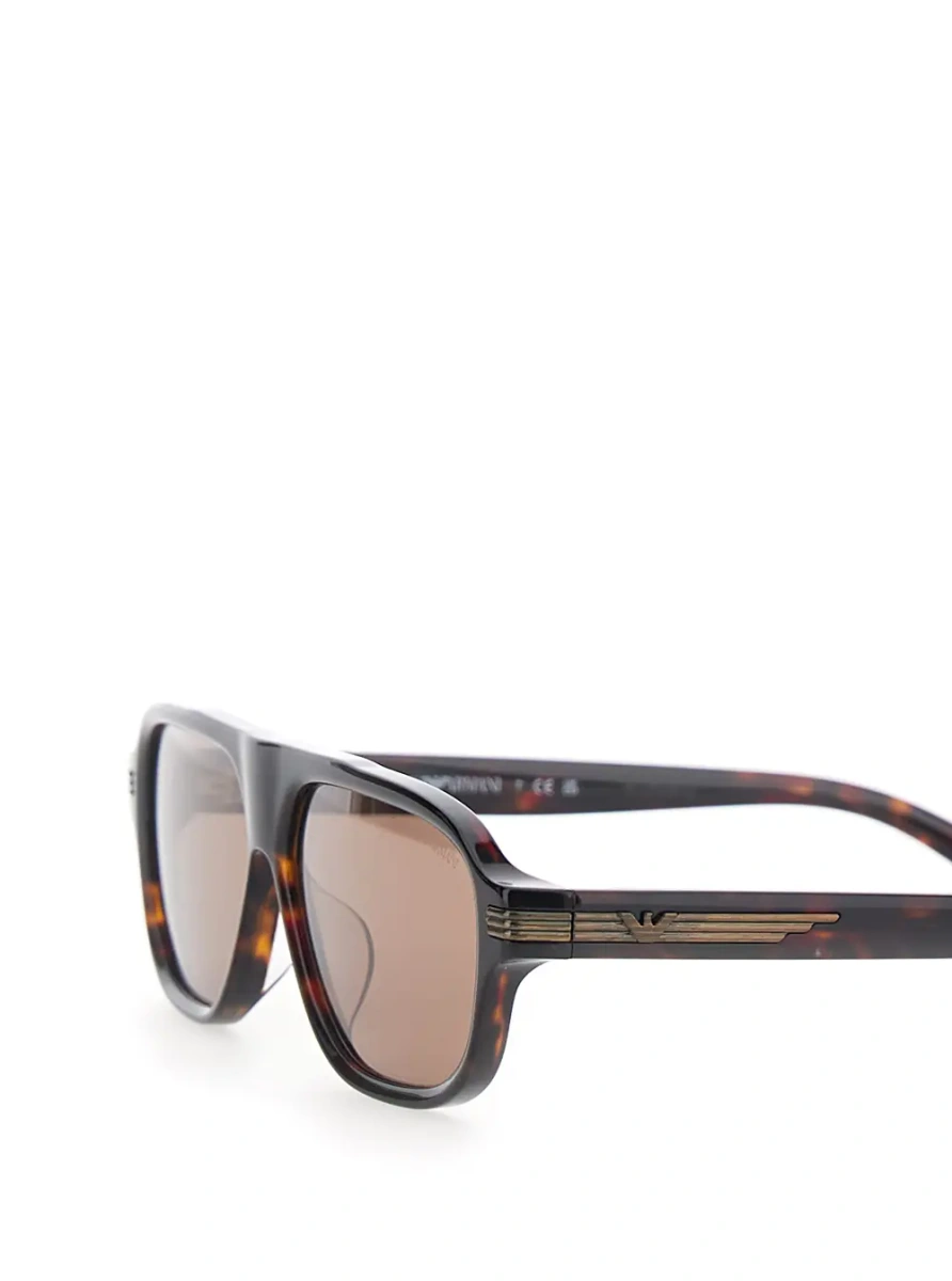 Ochelari Brown sunglasses with oval lenses and logo on the temple in acetate for men - Img 3
