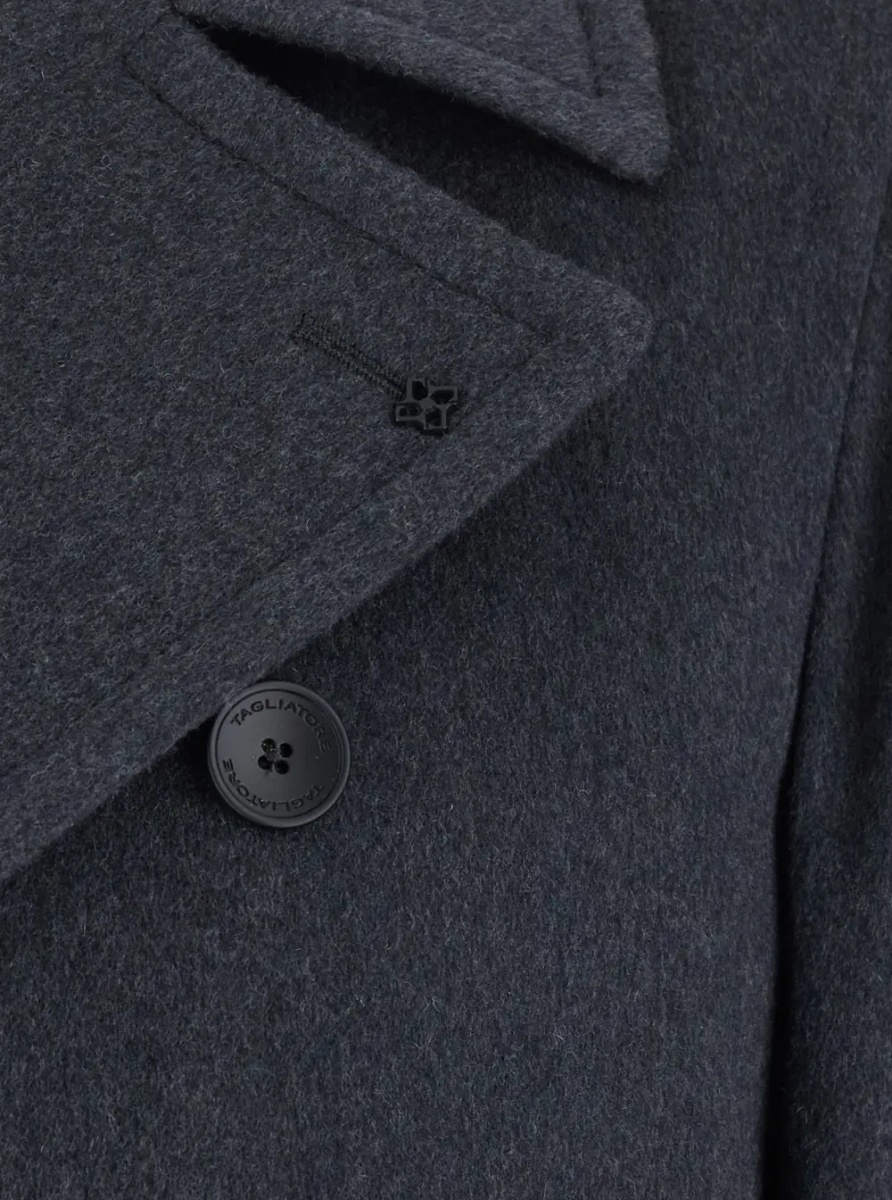 Paltoane Gray Coat with Notched Revers and Button Front Closure in Wool Men - Img 3