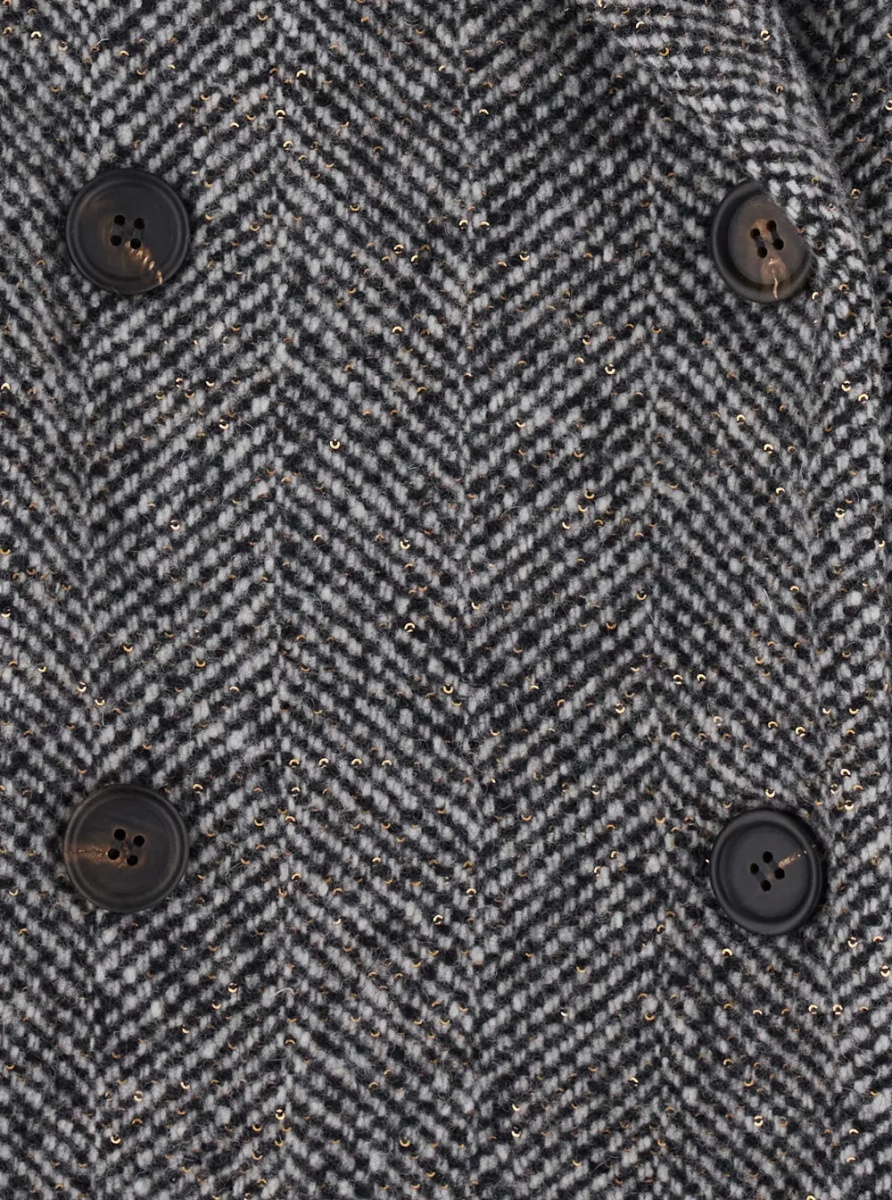Paltoane Grey Double-breasted coat with Peak revers in wool for women - Img 3