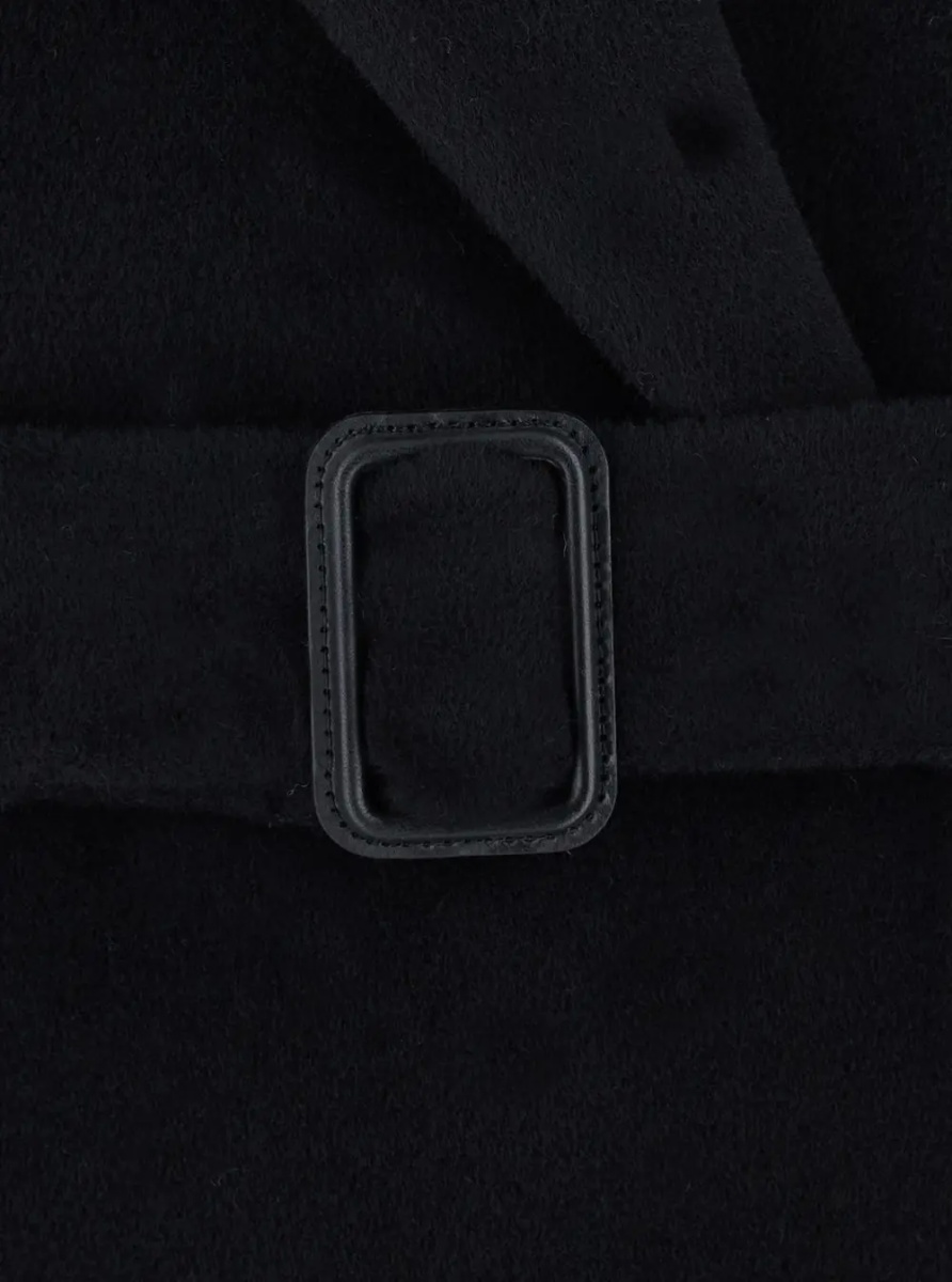 Paltoane Women's black fabric coat with essential design - Img 2