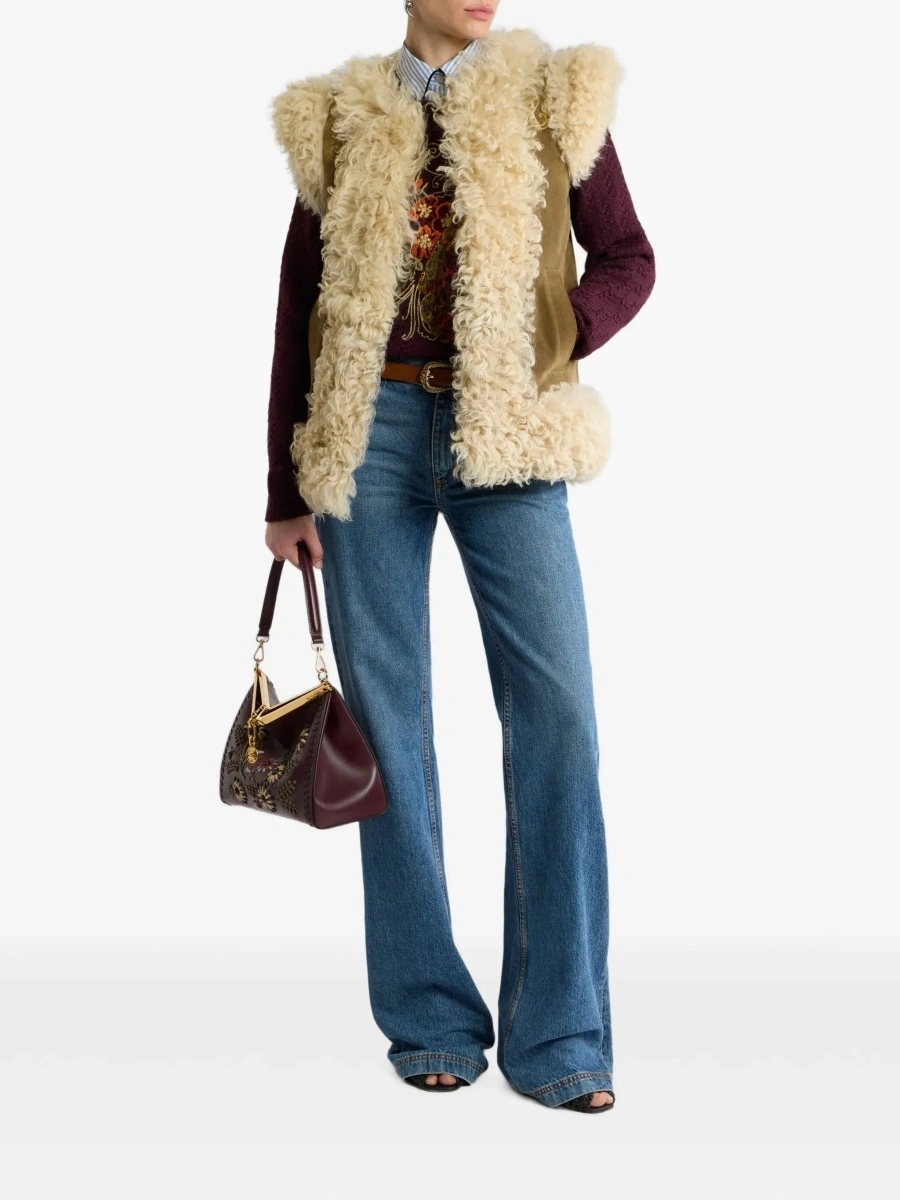 Palton ETRO bej din shearling - Img 4