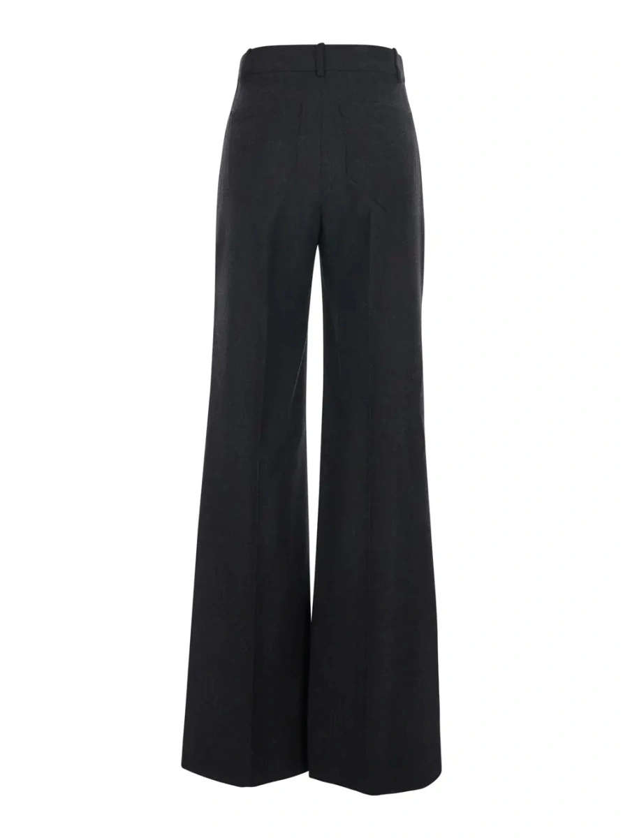 Pantaloni 'Alina' Grey Pants with patch pockets on the front in wool for women - Img 2