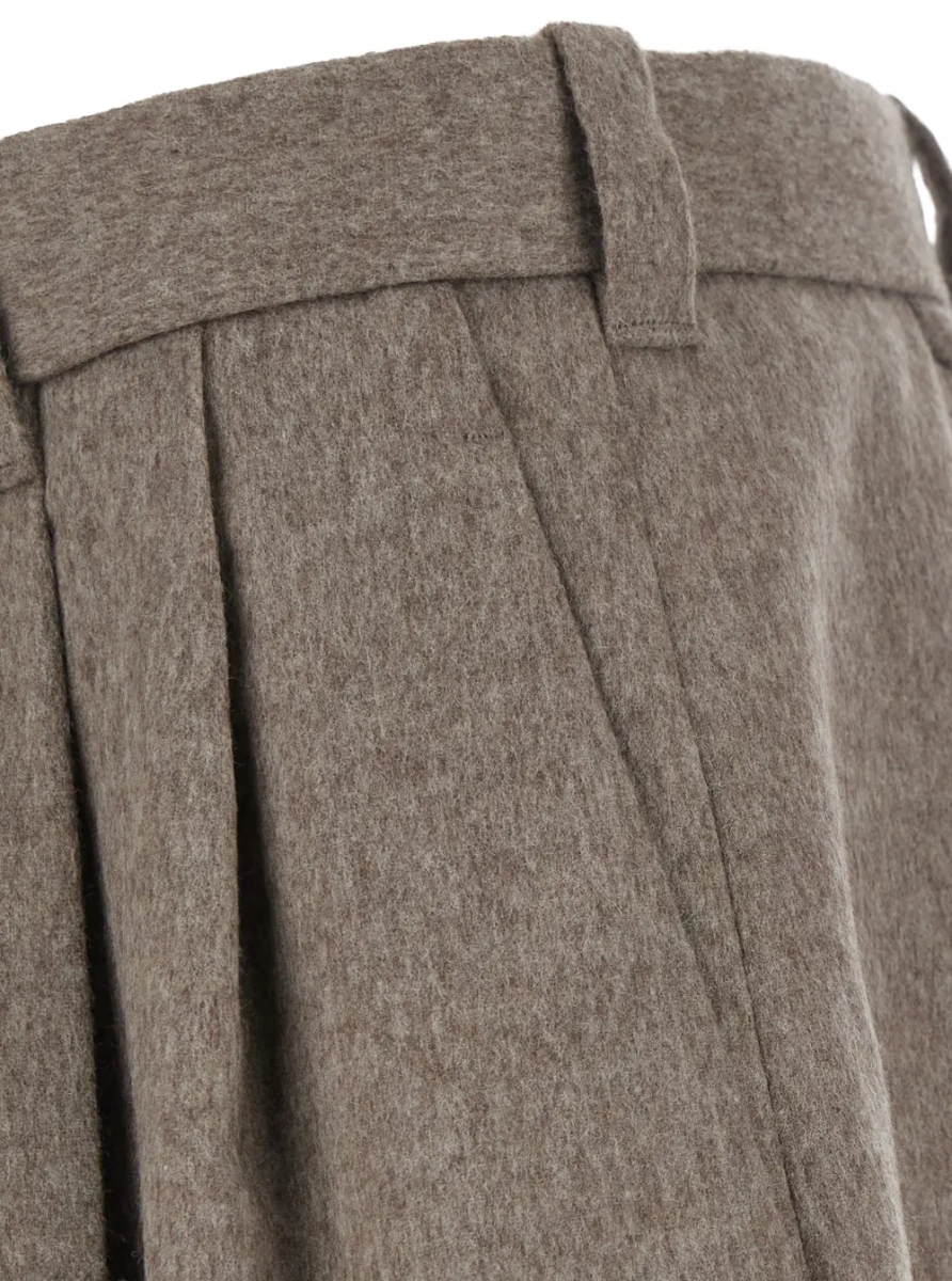 Pantaloni Beige Cotton Pants with Elastic Waist and Side Pockets for Men - Img 3