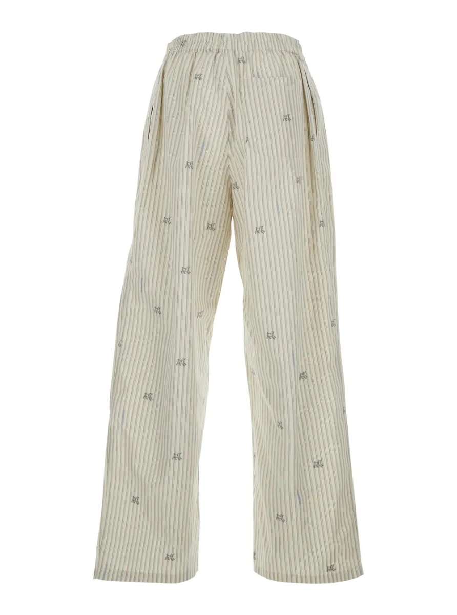 Pantaloni Beige Pants with elasticated waist and Striped Design in Cotton Man - Img 2