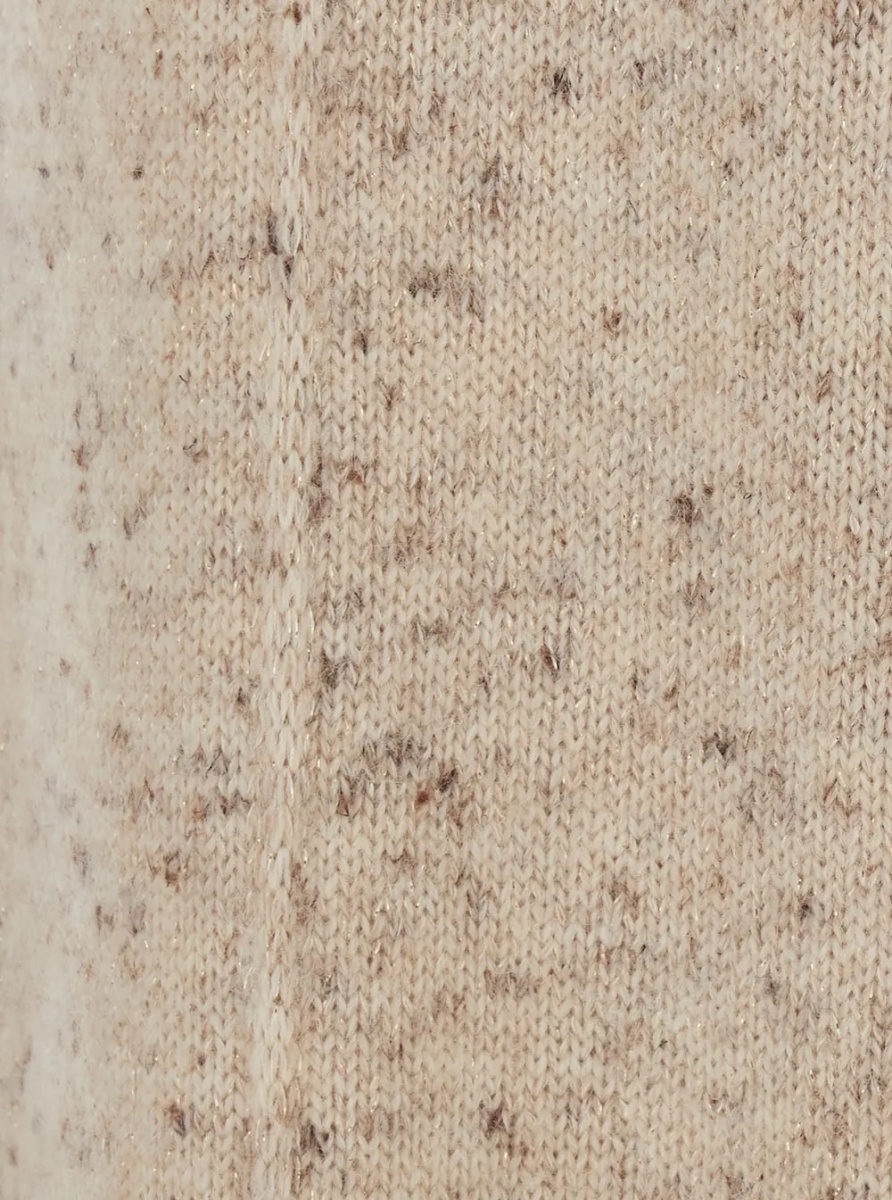 Pantaloni Beige Pants with Wide Leg and Elasticated Waist in Wool Blend for Women - Img 3
