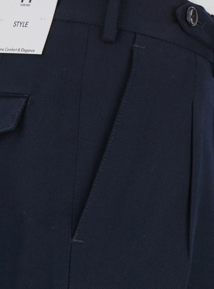 Pantaloni Blue Pants with Belt Loops and Front Pleats in Fabric for Men - Img 3