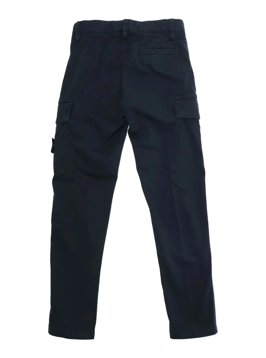 Pantaloni Blue Pants with Belt Loops and Logo Patch on the Front in Cotton Stretch Boy - Img 2