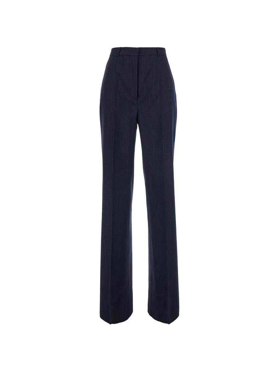 Pantaloni Blue Tailored Pants with All-Over Striped Motif in Wool for Women - Img 6