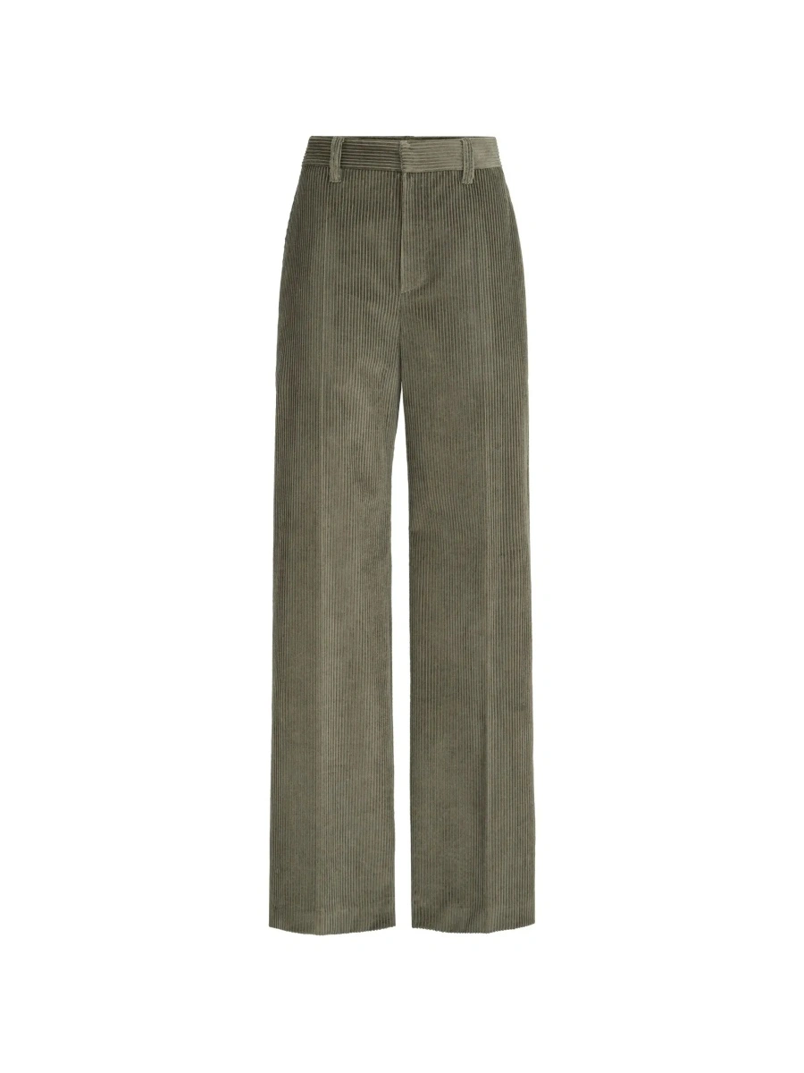 Pantaloni Brown Pants with Monile on the belt loop and wide leg in corduroy for women - Img 9