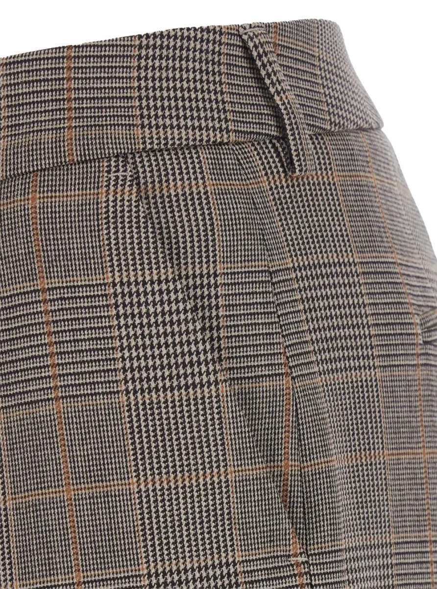 Pantaloni brown Tailored Pants with front pleat and striped Motif in wool for women - Img 3