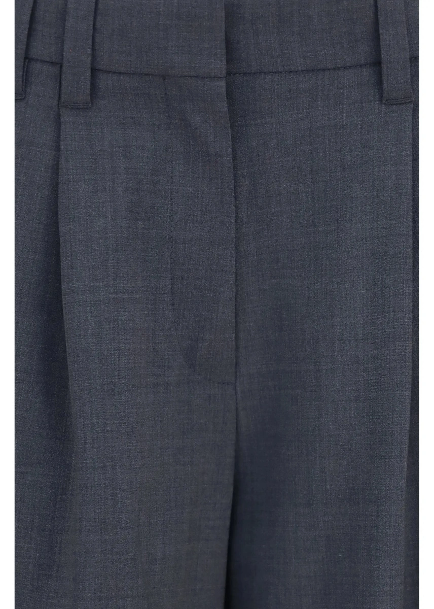Pantaloni Brunello Cucinelli gri din lana - Img 3
