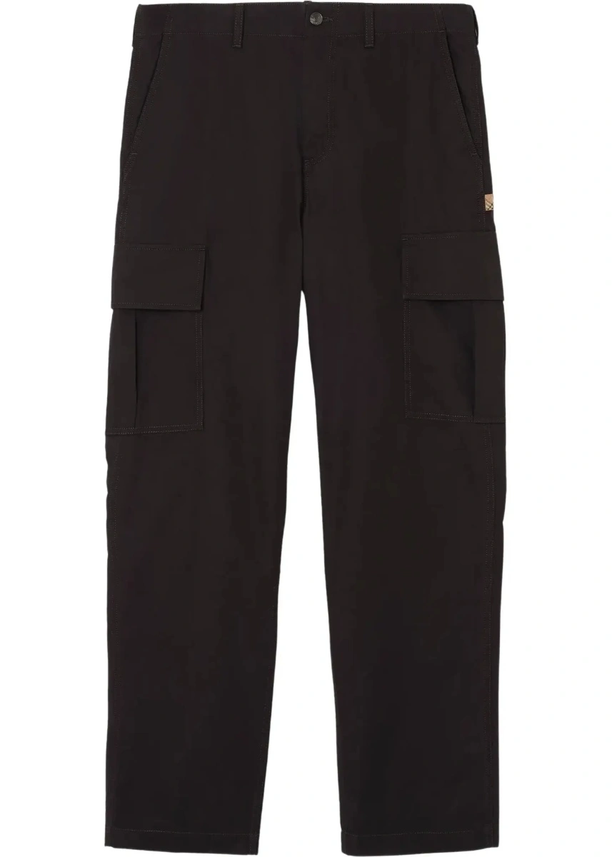 Pantaloni casual Burberry maro din bumbac - Img 6
