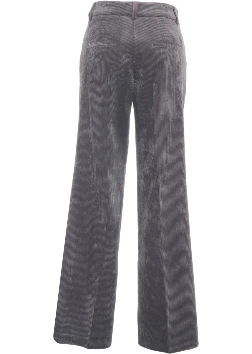 Pantaloni casual Cambio gri din catifea reiata - Img 4