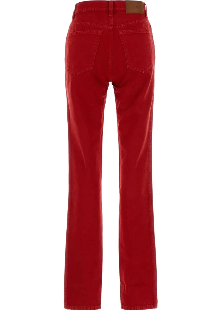 Pantaloni casual Chloe rosii din bumbac si denim - Img 4