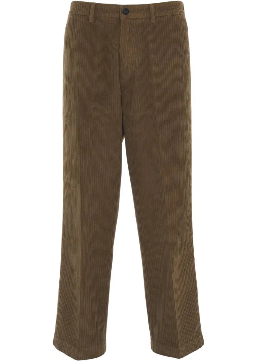 Pantaloni casual Cruna maro din catifea reiata 'Greenwich' - Img 2