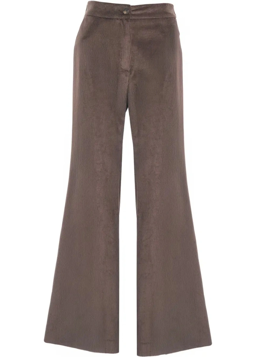 Pantaloni casual Kaos maro din catifea reiata - Img 2