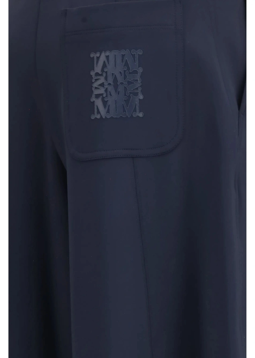 Pantaloni casual Max Mara albastri din bumbac si jerse - Img 3