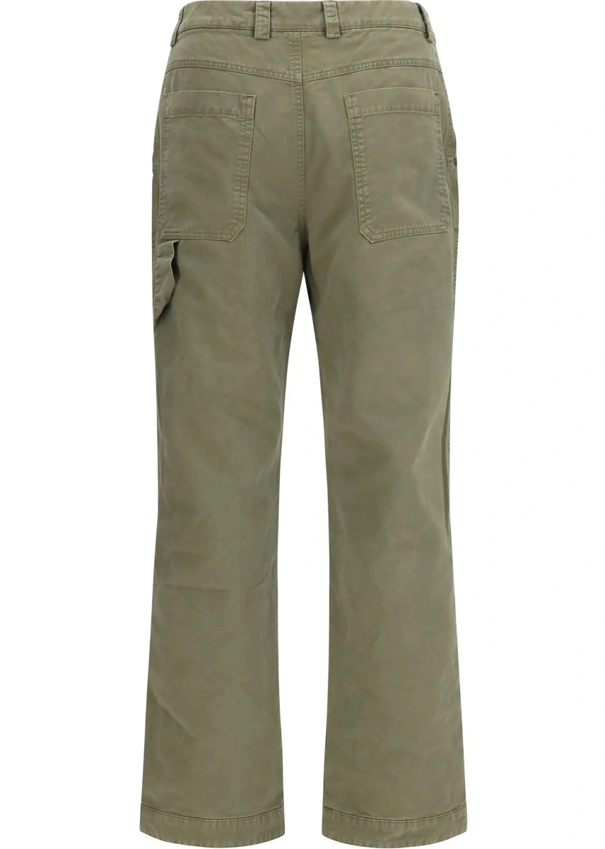 Pantaloni casual Off-White verzi din bumbac - Img 2