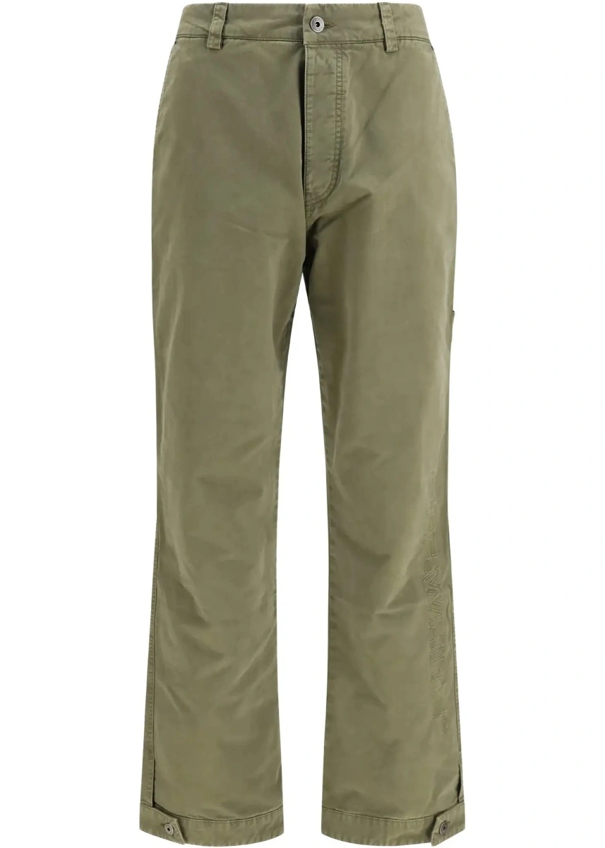Pantaloni casual Off-White verzi din bumbac - Img 6