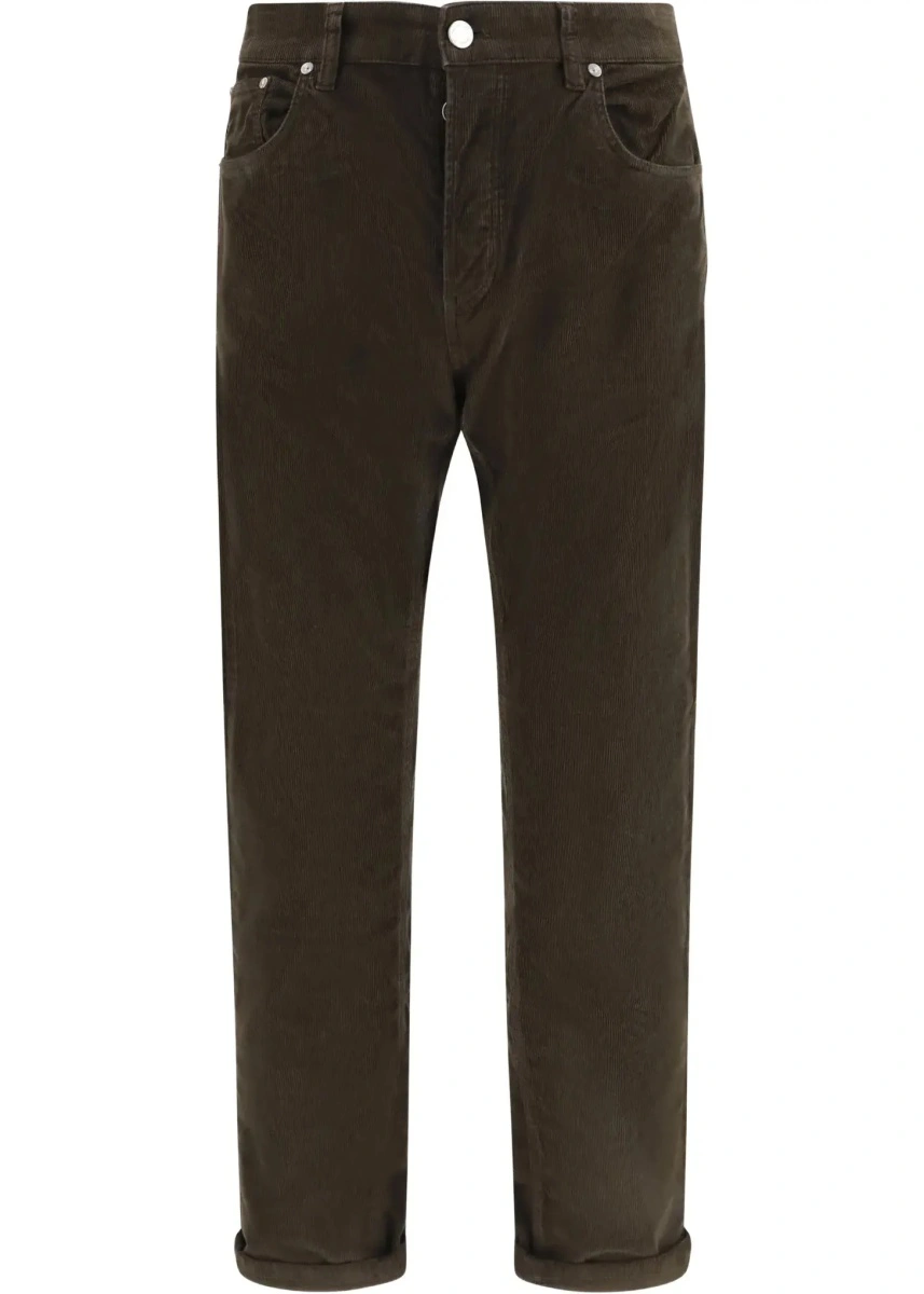 Pantaloni casual PT TORINO multicolor din catifea reiata - Img 6