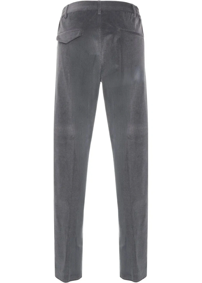 Pantaloni casual Tagliatore gri din catifea reiata - Img 4