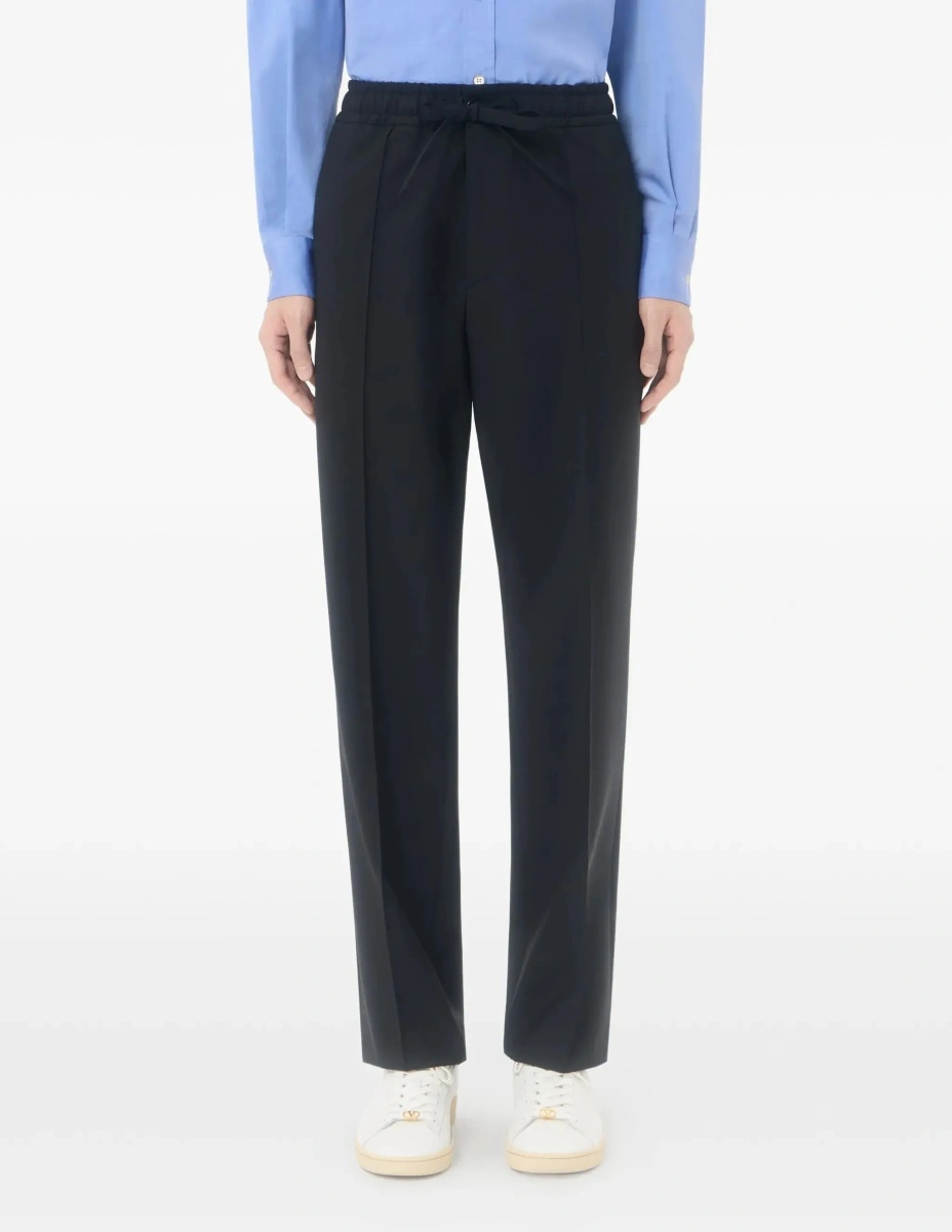Pantaloni casual Valentino Garavani 'VLogo' negri din bumbac - Img 5