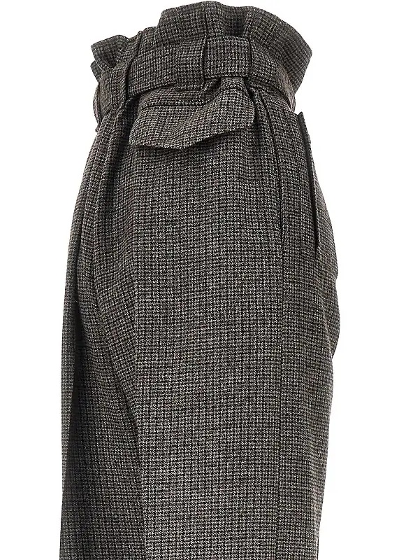 Pantaloni Check wool pants with belt - Img 4