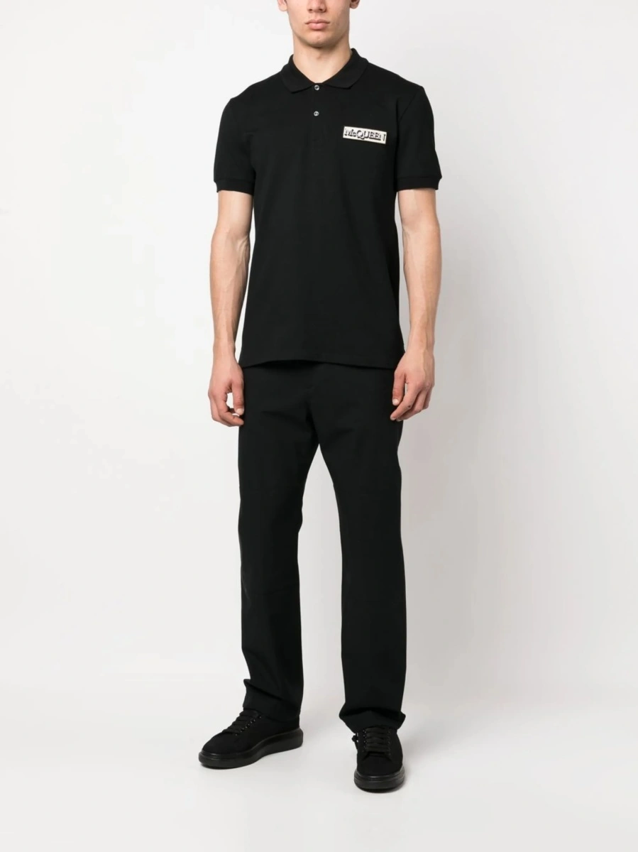 Pantaloni conici Alexander McQueen negri din bumbac - Img 2