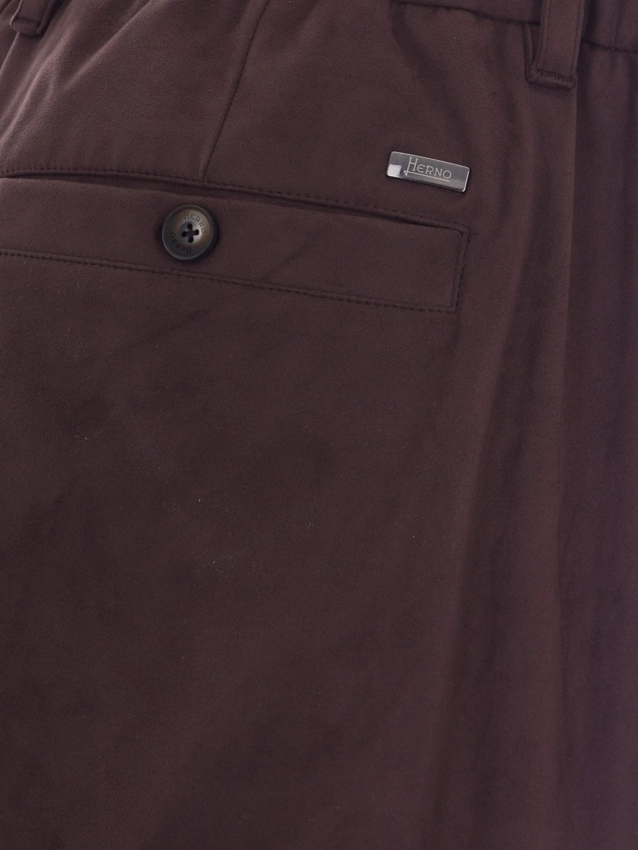 Pantaloni conici Herno maro din spandex/elastan si polyester - Img 3