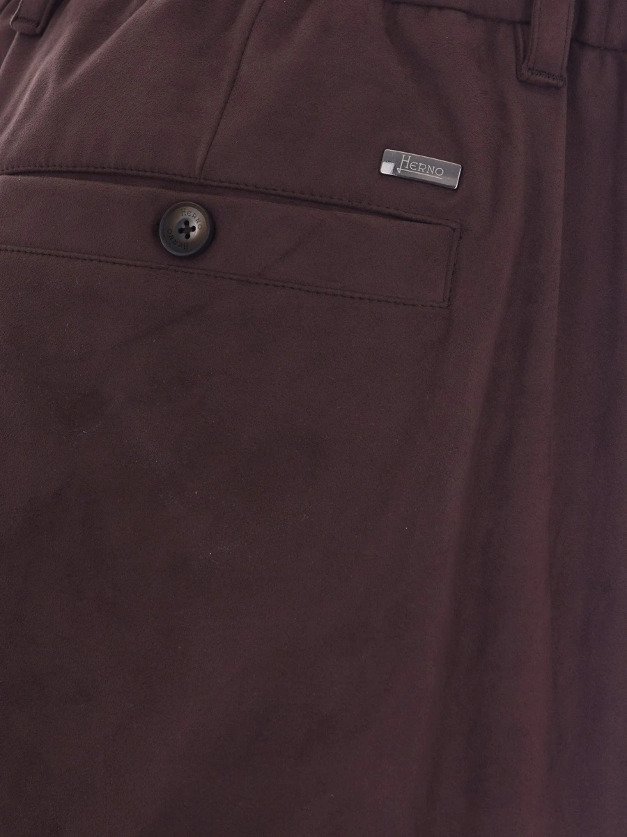 Pantaloni conici Herno maro din spandex/elastan si polyester - Img 3
