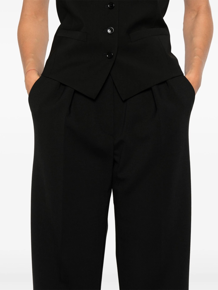 Pantaloni conici Max Mara negri din elastan si lana - Img 5