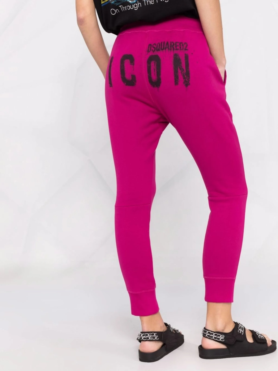 Pantaloni de trening DSQUARED2 roz din bumbac - Img 3