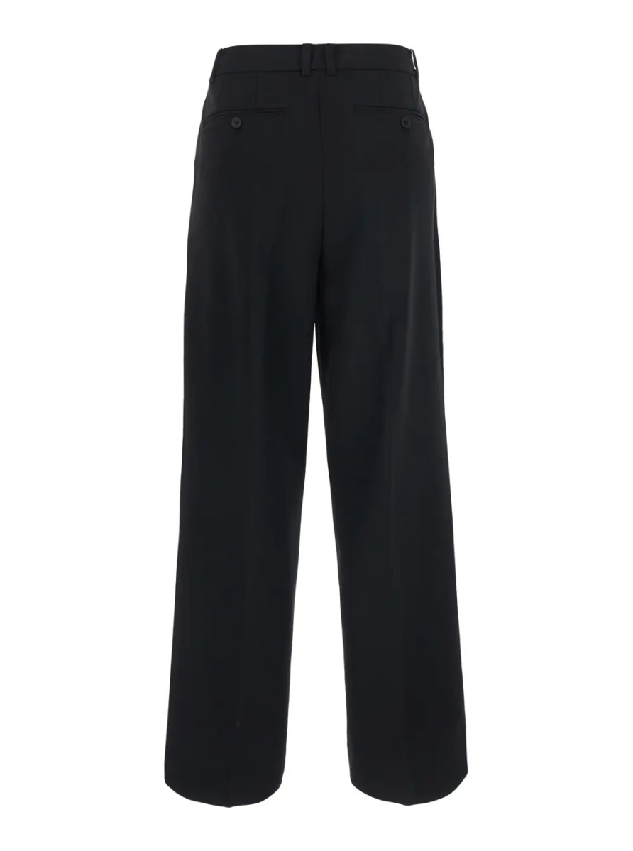Pantaloni DOUBLE PLEATED WIDE SLACKS with high waist and side pockets in black tech fabric for men - Img 2
