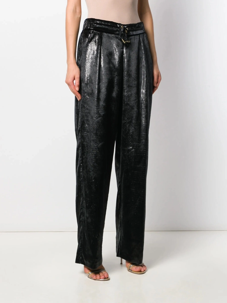 Pantaloni drepti Balmain negri din polyester - Img 3