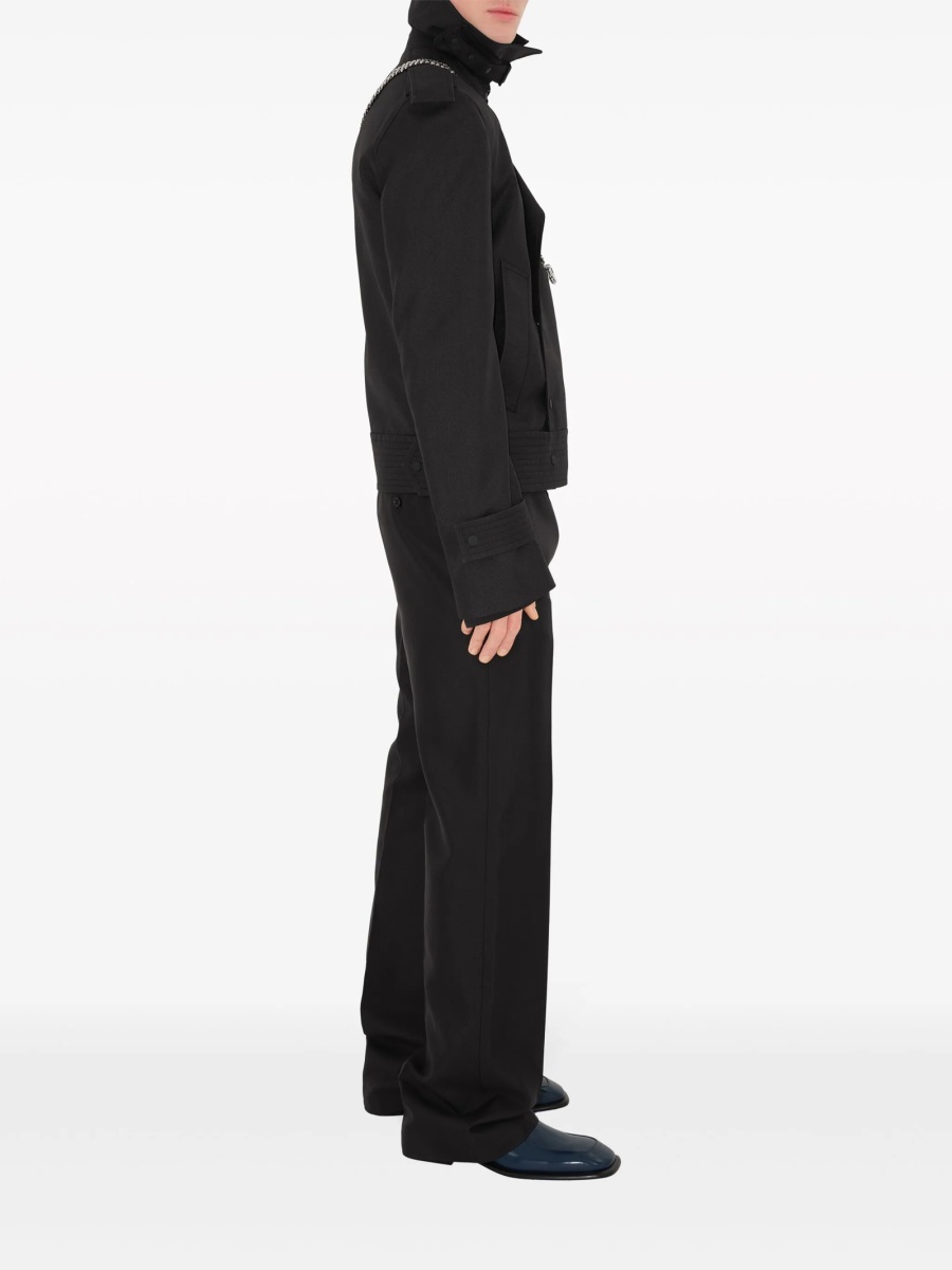 Pantaloni drepti Burberry negri din lana si matase - Img 3