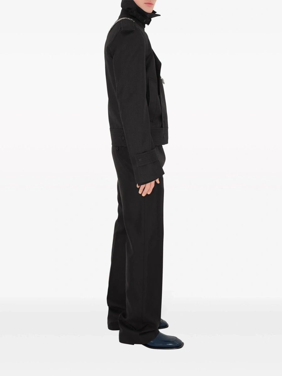 Pantaloni drepti Burberry negri din lana si matase - Img 3