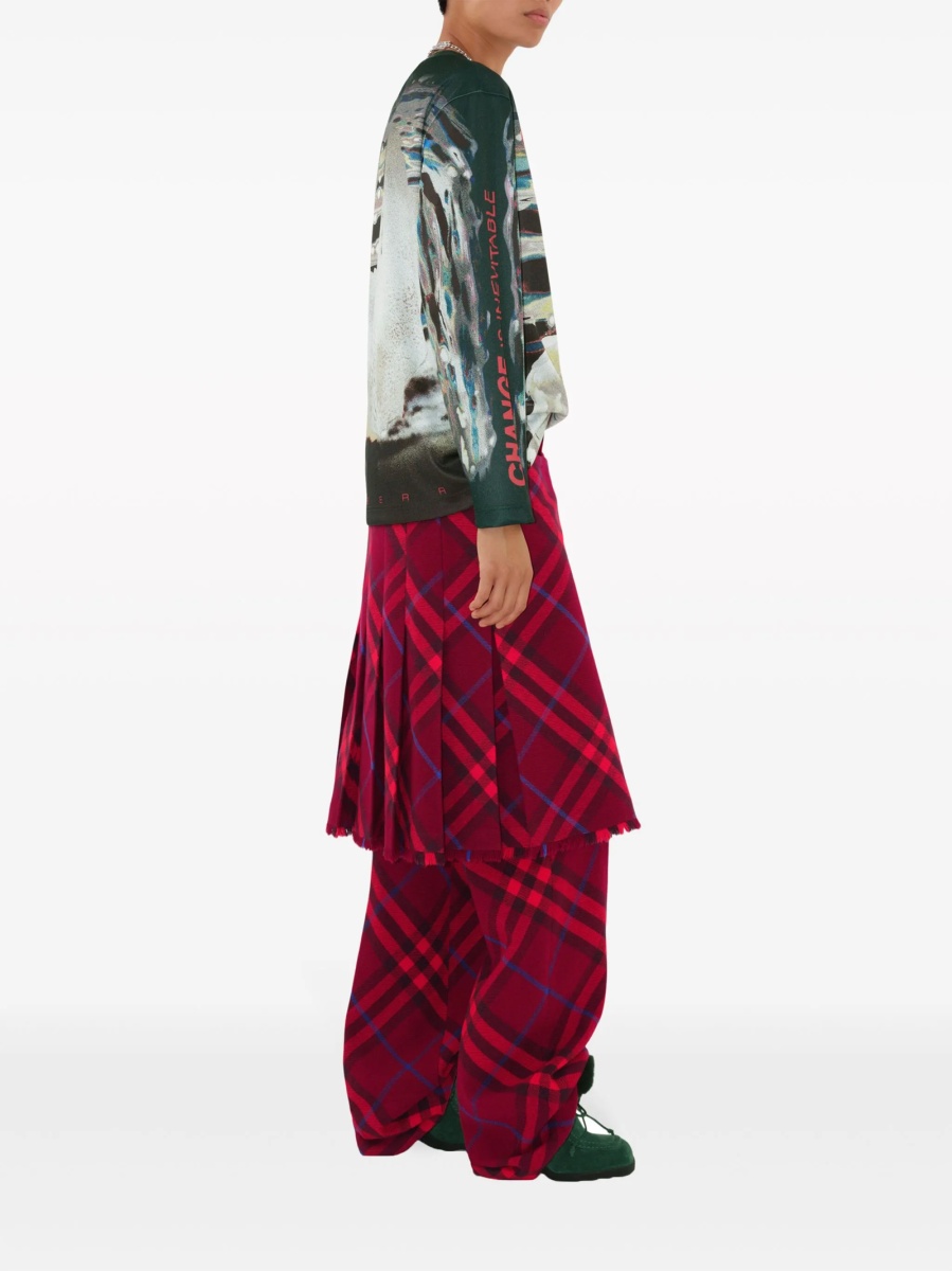 Pantaloni drepti Burberry rosii din lana - Img 3